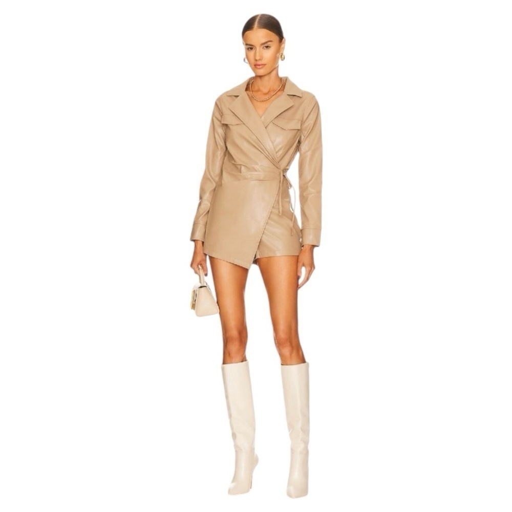 New Superdown Chantel Leather Romper In Nude - Picture 1 of 10